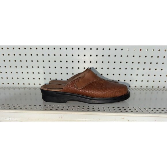 Clarks Patty Tanya Womens Leather Textured Slip On Mules Clogs Size 8 M Brown - Picture 1 of 8